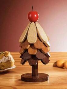 1 Set Walnut Wood Tree-Shaped Heat-Insulating Mat Set - Natural Tree-Shaped Heat-Insulating Mat Combination - 5 Wooden Heat-Insulating Mats With 1 Storage Rack, Foldable Kitchen Wooden Heat-Insulating Mat, Suitable For Hot Dishes, Pots, Bowls, Teapots, Etc., With Heat Insulation And Anti-Scalding Functions, Ideal Choice For Pot Mats, Coasters, Clay Pot Mats. Tree-Shaped Design, Home Heat-Resistant Table Mat, High-Quality Coaster, Modern Minimalist Table Mat, Also Suitable As Christmas Gift. - View 9
