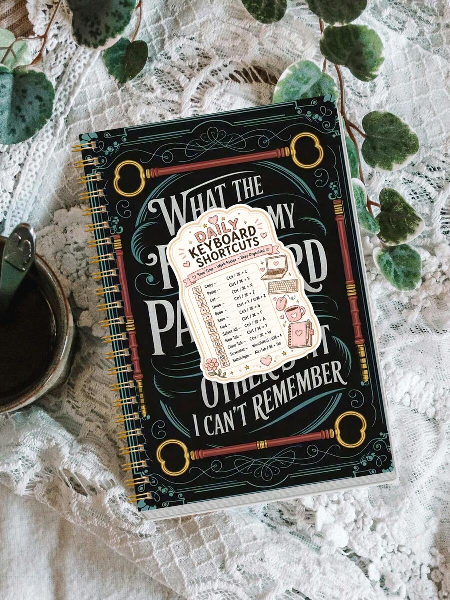 1 buah Pengatur Kata Sandi Kunci Vintage A5 dengan Stiker Pintasan, Buku Catatan Halloween Dekorasi Kantor dan Aksesori, Perlengkapan Perawat, Bahan Studi Alkitab, untuk Login Situs Web & Catatan - A5 - View 1