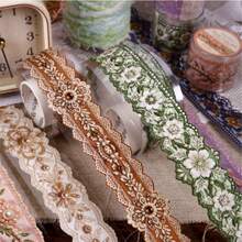 Retro Story Washi Tape, Floral Ribbon Collection Series, Irregular Vintage Washi Tape, DIY Scrapbooking Decorative Repeat Pattern Sticker - A - View 7