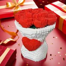 1 Set Rose Bouquet Building Blocks Toy, Small Particle Assembly Blocks, 3D Toy, Valentine's Day Gift For Friends And Family - Multicolor - View 6