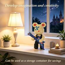 Koleksi Beruang Kreatif Keren, Jumlah Partikel 2000+ hingga 2700+ PCS, Hadiah Halloween, Dekorasi Kreatif Ruangan, Ornamen Meja, Hadiah Ulang Tahun, Hadiah Natal, Hadiah Sahabat Terbaik, Hadiah Pasangan, Hadiah Tahun Baru, Cocok untuk Semua Orang - Berwarna-warni/ys1671/Beruang Gitar Tampan - View 3