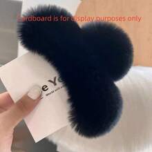 1pc Premium Plush Hair Claw Clip, Fuzzy Hair Claw For Women, Back Of Head Updo Hair Accessory, Autumn Winter - Multicolor - View 6