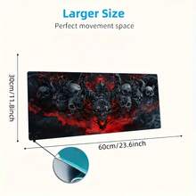 1pc Flame Demon Skull Gaming Mouse Pad - Non-Slip Rubber Base, Office & Gaming Dual-Use Desk Mat, Suitable For Computer / Laptop Large Rectangular Desktop Pad, Ideal Gift For Gamers, Perfect For Halloween Gift - Flame Demon Skull Mouse Pad - View 5