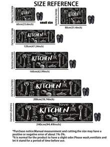 1pc Black Tableware Graffiti Kitchen Mat, 0.6mm Plush Velvet, Soft And Machine Washable, Suitable For Kitchens, Corridors, Bathrooms, Living Rooms, Outdoor Entrances, And Toilets, Usable Year-Round And Appropriate For Various Occasions. - Multicolor - View 5