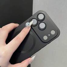 Magnetic Compatible With Iphone 18 Pro Max Cover, Built-In Camera Lens Protector, Slim Thin Soft Silicone Bumper Shockproof Metallic Luster Phone Case,Compatible With IPhone 17 16e 15 14 13 12 11 Pro Plus - Black - View 10