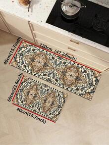 1/2pcs Autumn Vintage Diatomaceous Earth Mat, Bohemian Floral Pattern Style, Super Absorbent, Non-Slip, Perfect For Bathroom, Kitchen And Dining Room, Quick Dry, Perfect Gift For Home Decor And Bathroom Mat, Holiday Gift! - Multicolor - View 13