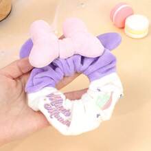 Mesuca Disney Judy & Minnie Plush Hair Scrunchie, Embroidered Decor Soft Fluffy Hair Tie With 3D Ear Bow Detail Elastic Hair Accessory For Daily Hairstyle 1 Piece, 2 Styles Available - Multicolor - View 8
