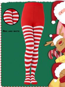 1pc Autumn/Winter Christmas & Halloween Striped Colorful Party Makeup Dance Decor Prop Fashion Tight Leggings Cosplay Tights - Multicolor - View 18