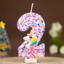 Hasbro شمعة عيد ميلاد يونيكورن برقم مخصص، لوازم حفلات DIY يدوية الصنع، شموع أرقام من 0-9 - أرقام متعددة الألوان - مشاهدة 4