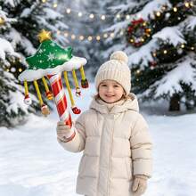 Christmas Handheld Candy Cane Star Tree Foil Balloon Set, 2pcs, With Hanging Santa Claus, Snowman, Gingerbread Man Ornaments, Suitable For Christmas Party, Home Decor, Children's Gift Shop Window Background Decoration - Christmas Handheld Wand - View 7