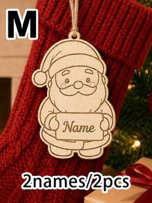 Custom Christmas Stocking Name Tag, Personalized Wooden Santa Claus Stocking Pendant, Modern Rustic Holiday Decor, Customized Clothing Label, Christmas Tree Hanging Ornament, Customizable Name Gift Tag, Christmas Gift 2026, Family, Friend, Couples - Style B - View 8