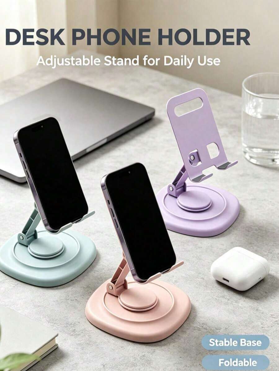 2pcs 360° Rotatable Aluminum Alloy Adjustable Tablet Stand, 360° Rotatable Foldable Tablet Holder, Universal Smartphone Tablet Desktop Stand, Multi-Angle Silicone Non-Slip Base Foldable Desktop Stand, Back To School Supplies - Multicolor - View 1