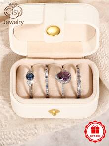 4pcs/Set Elegant Cubic Zirconia Rings For Women, Wedding Anniversary Gift - 1# - View 4