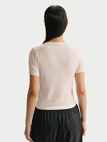 Nike Women's AS W NSW SS BURNOUT LOGO TOP Short Sleeve Knit Collarless T-Shirt TIO1517-103 - Beige - View 2