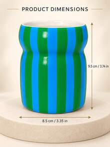 1pc Waist-Cinching Vertical Stripe Flower Pot, Dopamine Style Clash Color Decoration Vase, Colorful Stripe Vase, Suitable For Living Room Desktop, Shelf And Home Decoration - A - View 6