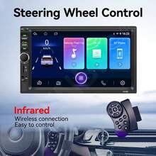 7 Inch Single DIN Car Radio, Supports Apple CarPlay, High-Definition Touchscreen Bluetooth Mirroring Car Stereo, AM/FM, USB, EQ, SWC, Optional 8-LED Backup Camera - 8‑LED Square Rear‑view Camera - View 9
