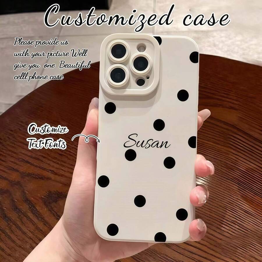 1pc Soft TPU Shockproof Matte Phone Case With Customizable Photo Frame Design Compatible With Apple, Personalized For Women - White - View 1