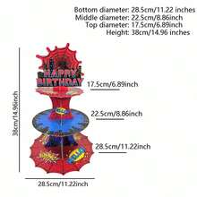 Disney 1pc Spider-Man Desktop Cake Stand, Creative 3-Tier Paper Rack, Suitable For Party Birthday Gathering Decoration Display, Perfect Party Gift, Fan Holiday Gift - Multicolor - View 6