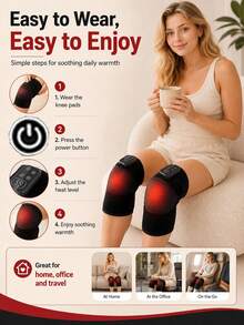 1pc/2pcs New USB Wireless Heating Knee Heating Therapy Device, Knee Joint Self-Heating Therapy Massager, Electric Heating Knee Massager, Shoulder And Elbow Massager, LCD Temperature Control Hot Compress Knee Massager - Multicolor - View 9
