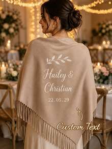 Personalized Wedding Chair Shawl Decor, Customized Wedding Scarf, Wedding Chair Banner, Polyester Single-Sided Printed Banner, Bridal Shower Party Favor - Multicolor - View 2