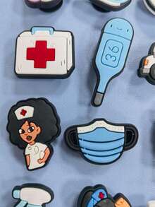 20‑Pack Nurse's Day Cartoon Shoe Charms, Medical Tribute Theme, Fit For & Crossbody Bags, Unique DIY Decor Pendants - Multicolor - View 8