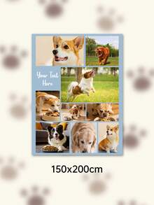 Custom Photo Text Throw Blanket, Personalized Picture Collage Fleece Blanket, Customized Pet Memory Photo Blanket For Sofa Bed Home Decor Gift - Multicolor - View 79