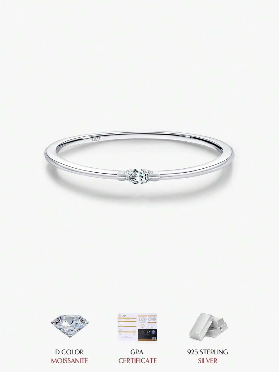 MODIAN D Color Moissanite Crown Stackable Ring 925 Sterling Silver Minimal Wave Tiara Thin Delicate Rings For Women Jewelry - Silver - View 1