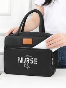 1 Pc, Nurse Pattern Printed Handbag, Large Capacity Handheld Bag, Suitable For Office Workers And Travel - one-size - View 6