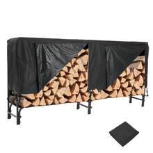 Estante para Leña Resistente para Interiores y Exteriores, Soporte de Acero con Funda Impermeable y Cremallera Protectora Incluida, Ideal para Chimenea, Patio y Jardín, Color Negro - Negro - Ver 4