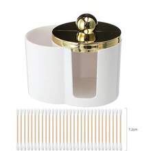 2-In-1 Cotton Pad & Cotton Swab Storage Box, Dual Compartment Bathroom Vanity Organizer, Minimalist Cosmetic Storage Box, Countertop Makeup Accessories Organizer - Multicolor - View 11