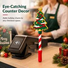 2/1pc Christmas Themed Tap-To-Pay Wand,Built-In Card Holder&Candy Cane Grip Contactless POS Payment Stick,Santa Claus & Christmas Tree Multiple Styles,Fun Holiday Checkout Experience,Multi-Use Photo Prop&Counter Decor,Ideal Christmas Holiday Gift - Multiple Styles - View 5