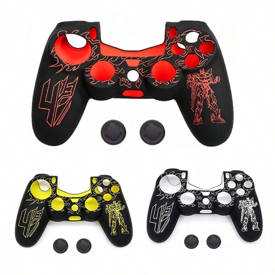 1pc Soft Rubber Gel Silicone Cover ForPS4 Controller Shellps4 Decals ForPS4 Protective Silicone Skin Case Grip Cover - View 1