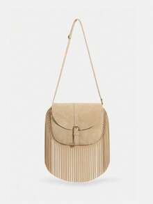 1 buah Tas Selempang Rumbai Vintage untuk Anak Perempuan, Tas Selempang dengan Penutup Tekstur Matte, Tas Bahu, Tas Kecil Serbaguna untuk Komuter Anak Perempuan dengan Berbagai Warna - Suede M2268 - View 7