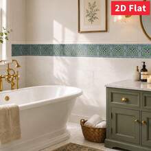 Vintage Floral Tile Decal 6 X 6 Inches Self-Adhesive Waterproof 2D Flat Wall Sticker, Detachable Home Decoration For Kitchen And Bathroom (10/20 Pieces) - C - View 6