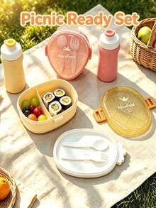 Cute Fruit Shaped Lunch Box & Water Cup Set, Portable Sealed Bento Box With Fork & Spoon, Outdoor Picnic Student Fresh-Keeping Meal Box - Multicolor - View 10