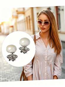 1pc Detachable No-Sew Brooch Button, Metal Pearl Pin, Suitable For Shirts, Weddings, Banquets, Daily Wear, Men's And Women's Fashion Accessories, Durable Shoe Decor Buckle - Multiple Styles - View 11