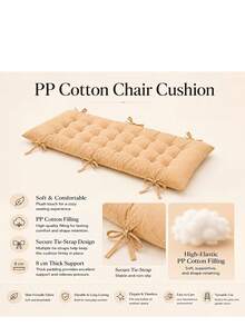 Extended Patio Chaise Lounge Cushion, Filled With PP, Skin-Friendly Fabric, Patio Chair Cushion, Dining Chair Cushion, Thickened Version 112*45cm, With Strap Design For Secure Fastening, Available In Multiple Colors - 1PC - View 5