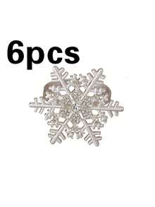 6/12pcs, Christmas Rhinestone Snowflake Napkin Rings, Suitable For Christmas Restaurant Table Decoration, Christmas Napkin Rings, Suitable For Christmas Table Decoration Napkin Rings, Christmas Napkin Holders, Christmas Party Napkin Rings - Multicolor - View 8