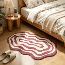 Velvet Asymmetrical Gold Floral Design Rug, Suitable For Entryway, Bathroom, Kitchen, Bedroom, Laundry Room, Room Decor, Home, Suitable For Bedroom, Living Room, Hallway - Soft Washable Faux Cashmere Carpet With Duck And Bird Pattern, Machine Washable Bohemian Style Rug, Non-Slip Soft Round Rug, Suitable For Bedroom, Living Room, Kitchen Home Decor - Multicolor - View 5