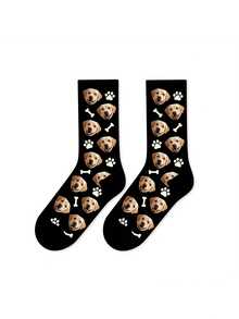 1 Pair Of Custom Socks,Custom Face Socks,Pattern Personalized Photo Socks, Put Any Face On The Socks, Best Gift For Friend Funny Socks,Cute,Pat,Dog - Multicolor - View 5