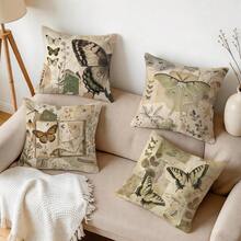 4pcs/1pc Vintage Insect Collage Design Pattern Pillow Case, Single-Sided Print Pillow Cover, Suitable For Living Room, Bedroom, Home Decor, All Season Pillow Case - Multicolor - View 9