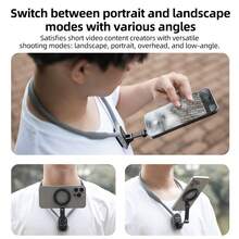TELESIN Magnetic Neck Mount Phone Holder, POV Vlog Selfie Neck Mount, Hands-Free Phone Neck Mount, Chest Support Strap, Smartphone Video Recording - Gray With Mobile Phone Remote Control - View 6