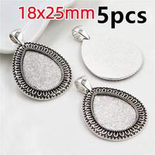 5pcs 18x25mm Inner Size Drop Pendant Cabochons Blank Base Setting Bezel Tray DIY Jewelry Making Accessories Findings - Teardrop - View 9