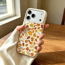 1pc TPU Material Colorful Autumn Leaf Pattern Phone Case Suitable For IPhone 17 Pro Max/17/16 Pro Max/15/13/12/11/ S20 FE/A15/S24/A55/ Note 11/Note 12/Note 13 Pro Full Coverage Anti-Drop Soft Shell Phone Protective Cover - White - View 2