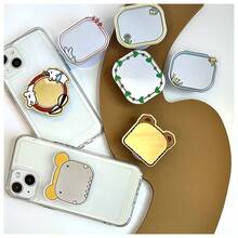 Cute Cartoon Phone Grip Holder Built-In Mirror Foldable Easy To Carry Phone Socket Stand For Women Girls Daily Makeup Decorative Phone Accessory Summer Holiday Gift - A - View 3