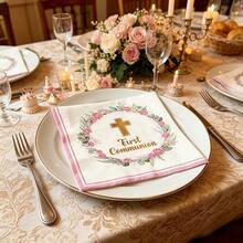 10/20/40pcs Elegant Cross & God Blessing Napkins, Design Suitable For Baptism, Wedding And Communion Ceremonies, Perfect For Religious , Church Events, Baptism Coasters And Wedding Table Decor - View 6