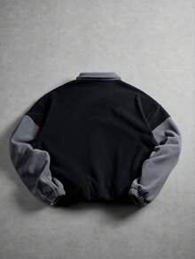 American Vintage Black & Gray Colorblock Fleece Jacket With Turn-Down Collar - Black - View 2