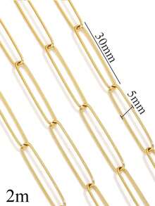 2m Stainless Steel 18K Gold-Plated Paperclip Chain Cross Chain Necklace And Bracelet DIY Jewelry Making Supplies - Chain - View 9