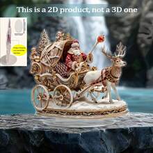 1 Buah Figur Santa Claus Kereta Luncur Rusa Akrilik Gaya Bohemian, Hiasan Bertema Natal - MultiWarna - View 6