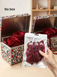 Burgundy Single-Sided Velvet Ribbon, DIY Bow Making Velvet Trim, Suitable For Bouquet Wrapping, Gift Box Decoration, Christmas Tree And Holiday Decor Supplies - Multicolor - View 5